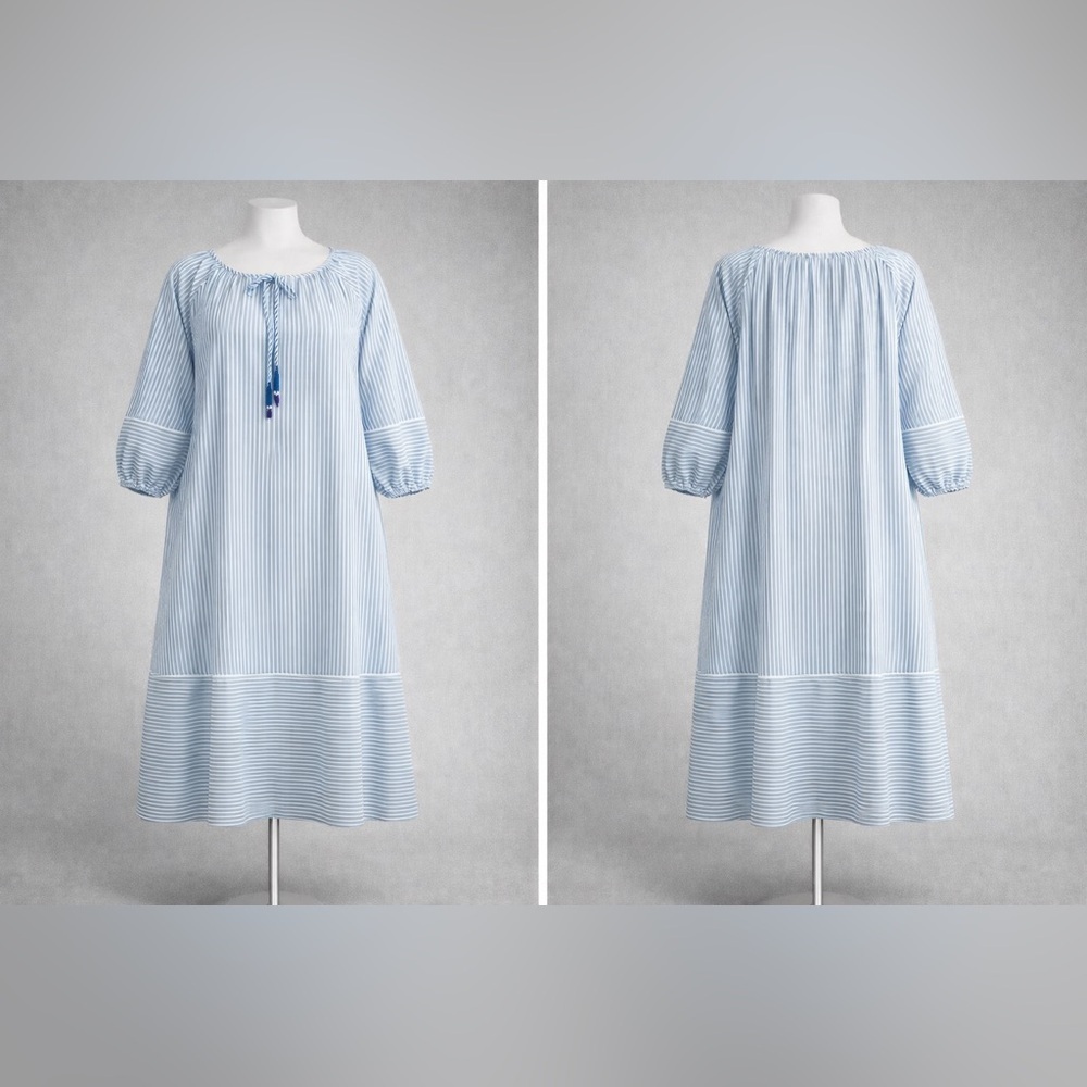 Marina Rinaldi Sport Blue & White Striped Maxi DressCoastal Resort Cotton Tunic